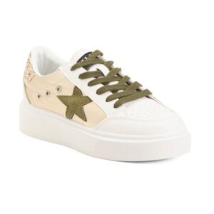 Vintage Havana Lexa Fashion Sneakers White, Gold Glitter & Green Women’s Size 8